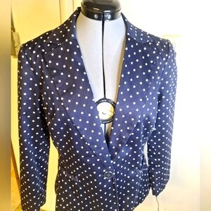 Sandro Studios Navy Blue Poka-dotted Blazer Size S